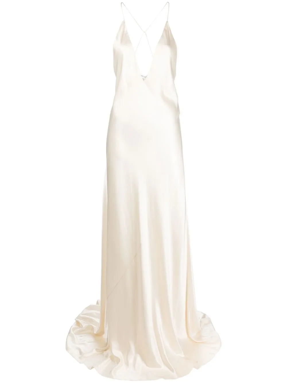 

Saint Laurent silk plunge long dress - Neutrals