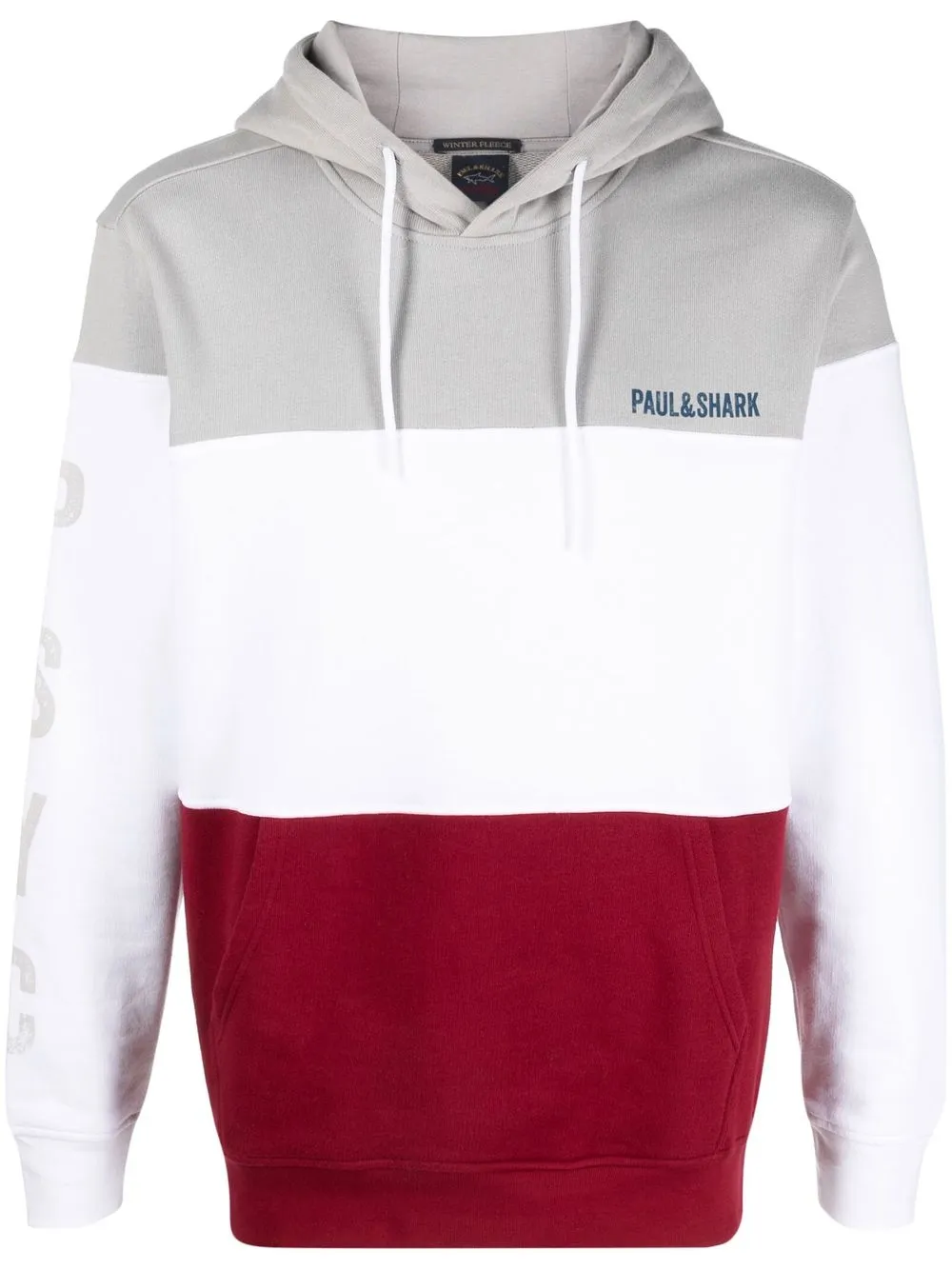 

Paul & Shark logo-print colour-block hoodie - Grey