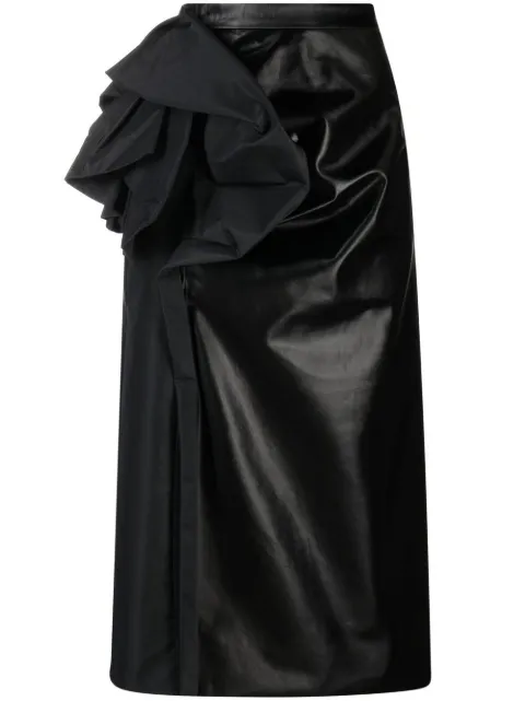 Maison Margiela faux-leather draped midi skirt