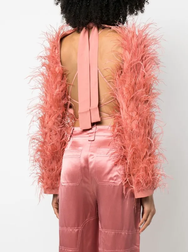 Cult Gaia feather-embellished Bolero | Pink | FARFETCH