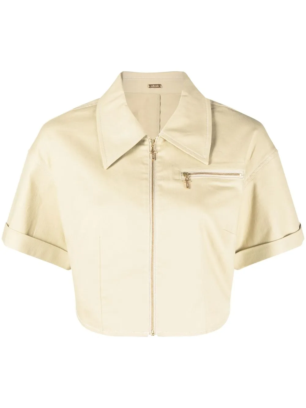 

Cult Gaia zip-up cropped blouse - Neutrals