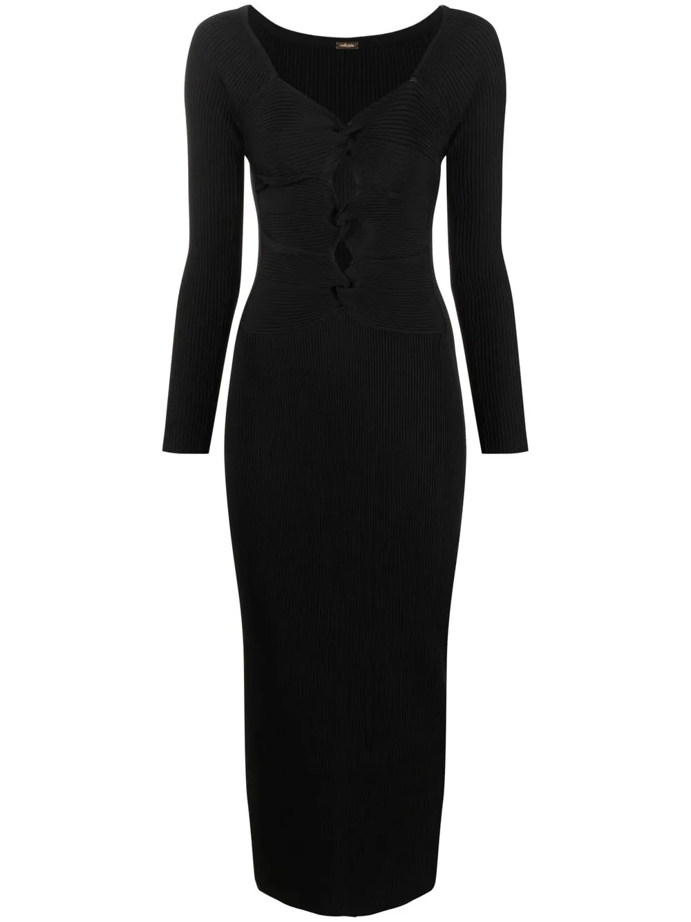 

Cult Gaia vestido tejido de canalé largo - Negro