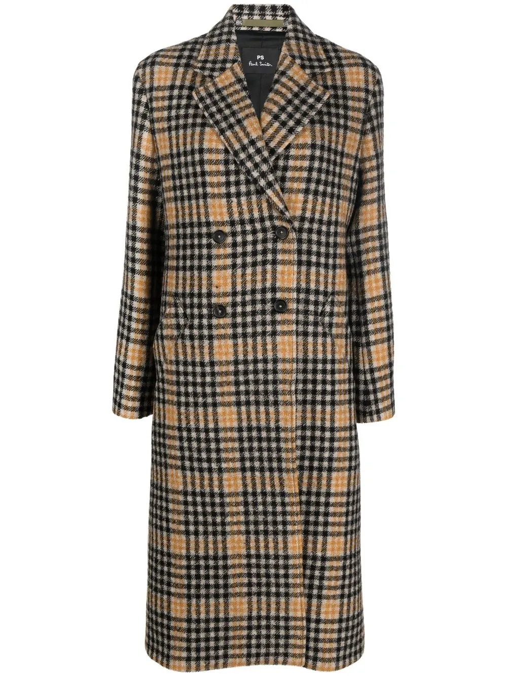 

PS Paul Smith checked double-breasted coat - Marrón