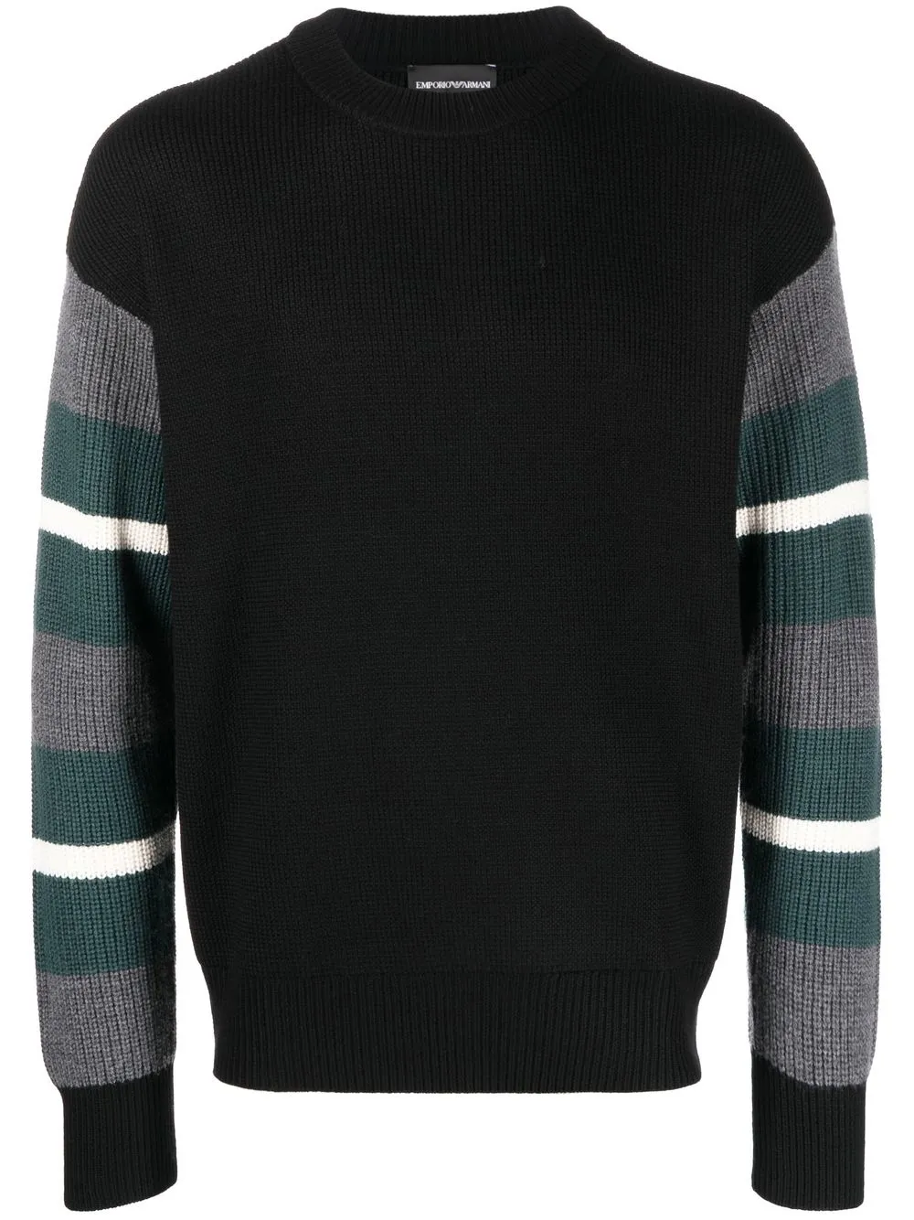 Emporio Armani suéter con rayas en las mangas - Negro