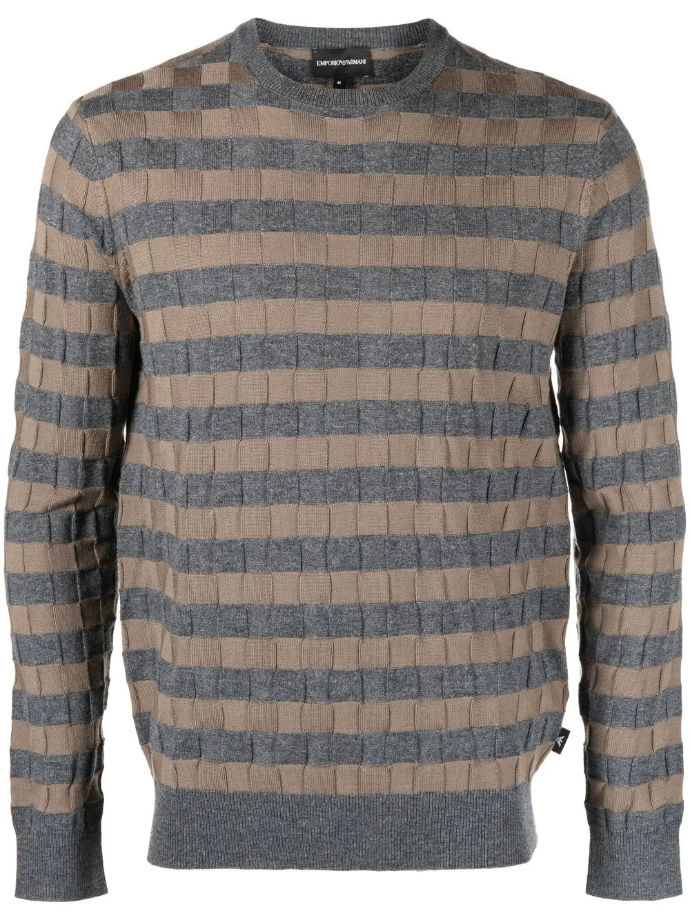 

Emporio Armani stripe-print virgin wool jumper - Grey