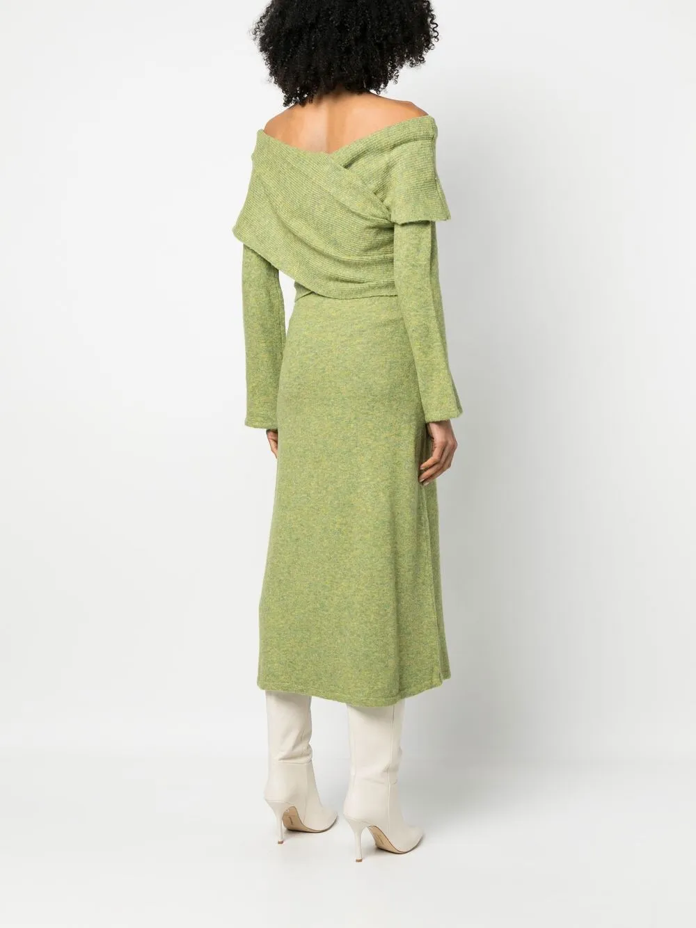 Cult Gaia Zennie Long Sleeve Midi Sweater Dress In Green