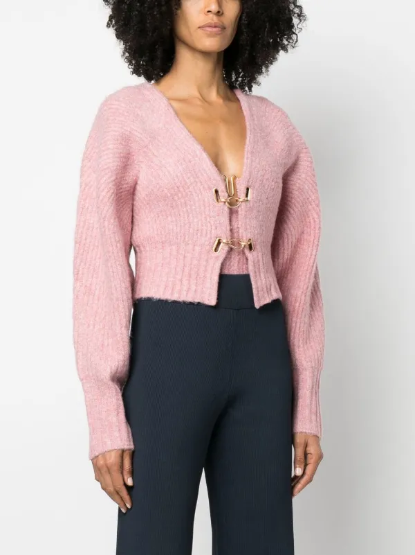 Cult Gaia Casella hook-fastening Cropped Cardigan | Pink | FARFETCH