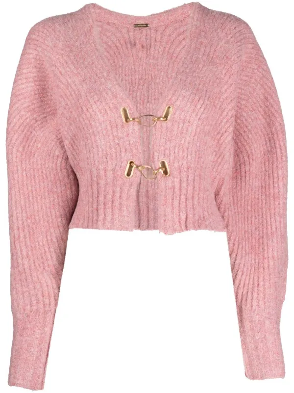 Cult Gaia Casella hook-fastening Cropped Cardigan Pink
