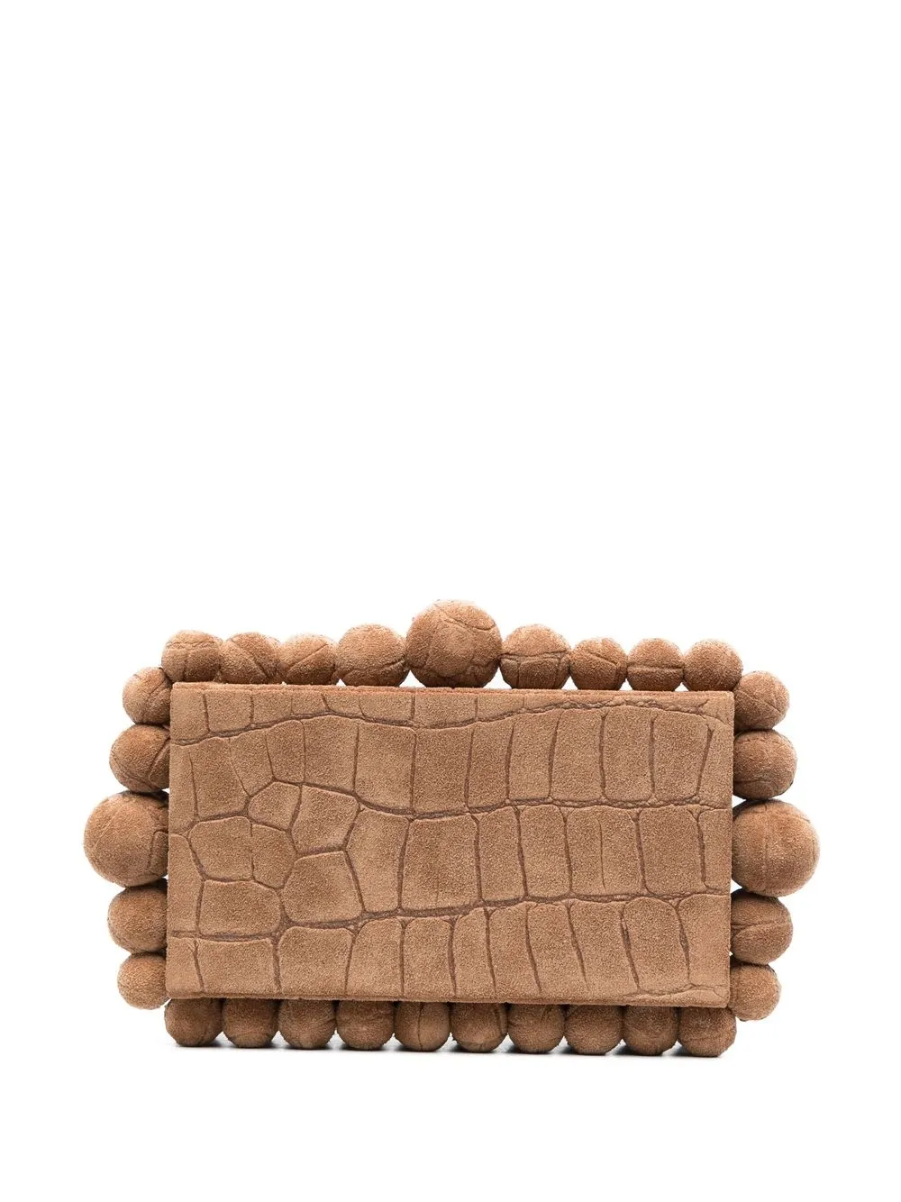 

Cult Gaia pompom-embellished suede clutch - Neutrals