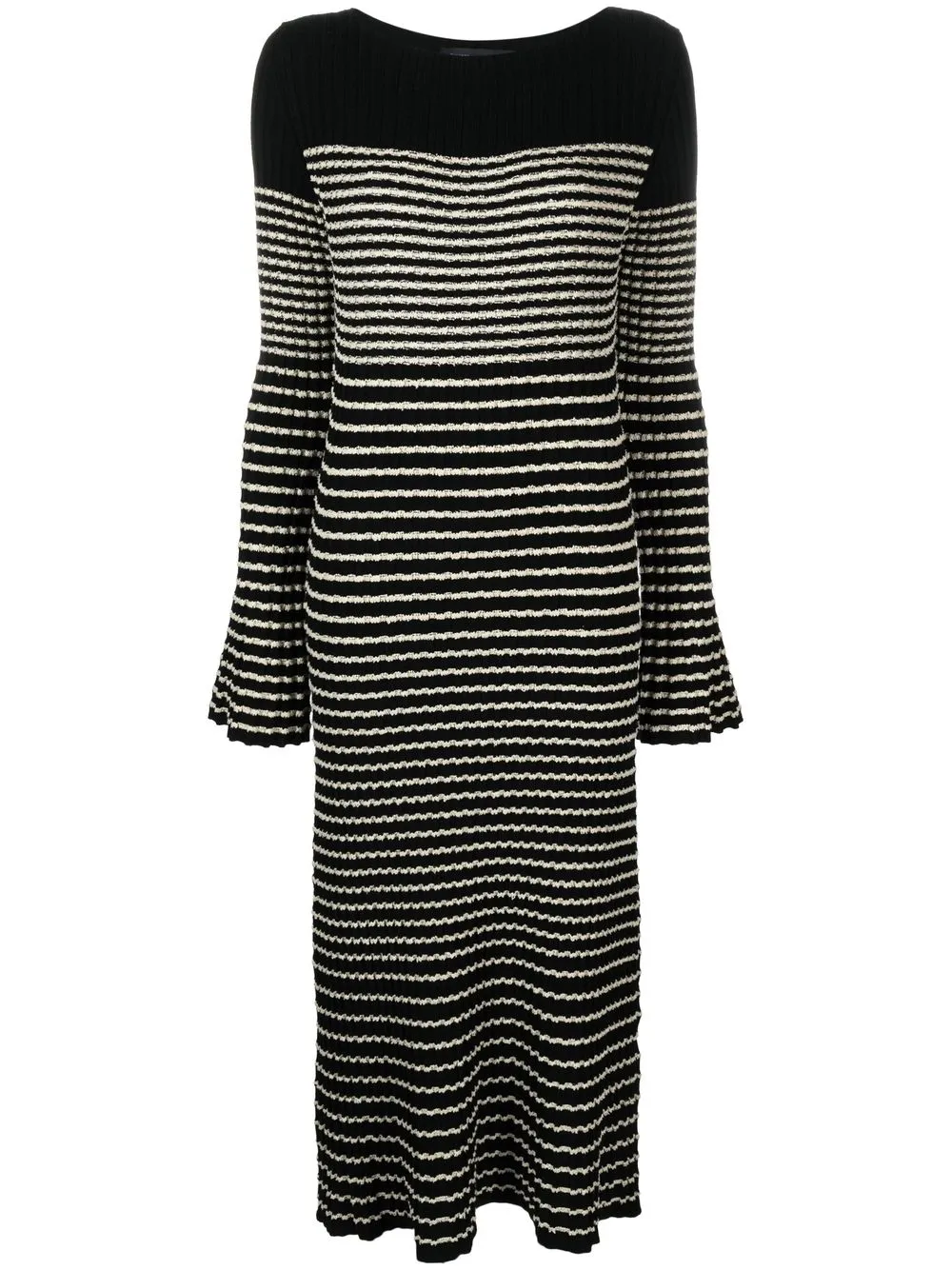 Proenza Schouler Boucle Mini Stripe Knit Midi Dress In Black