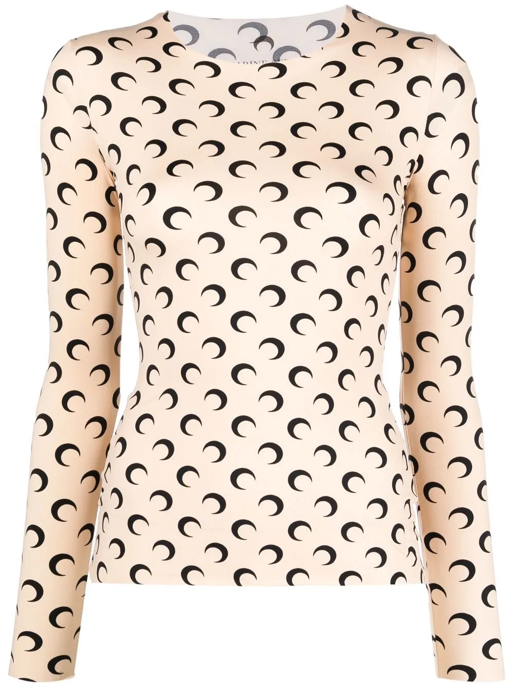 

Marine Serre Second Skin crescent moon-print top - Neutrals