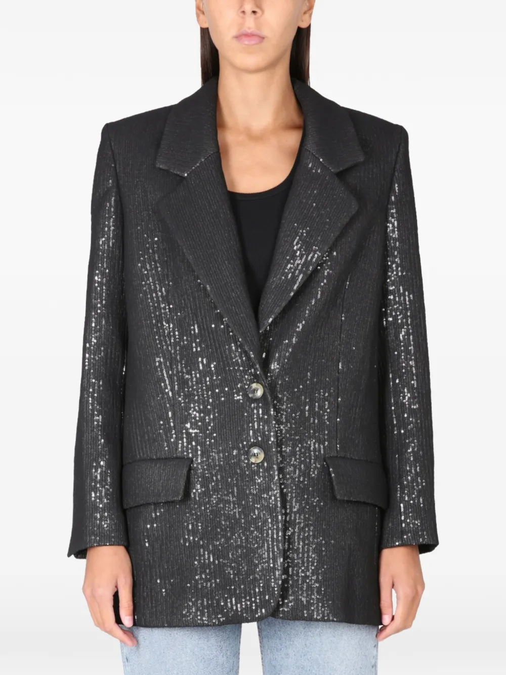 The Mannei sequin-embellished single-breasted coat - Nero