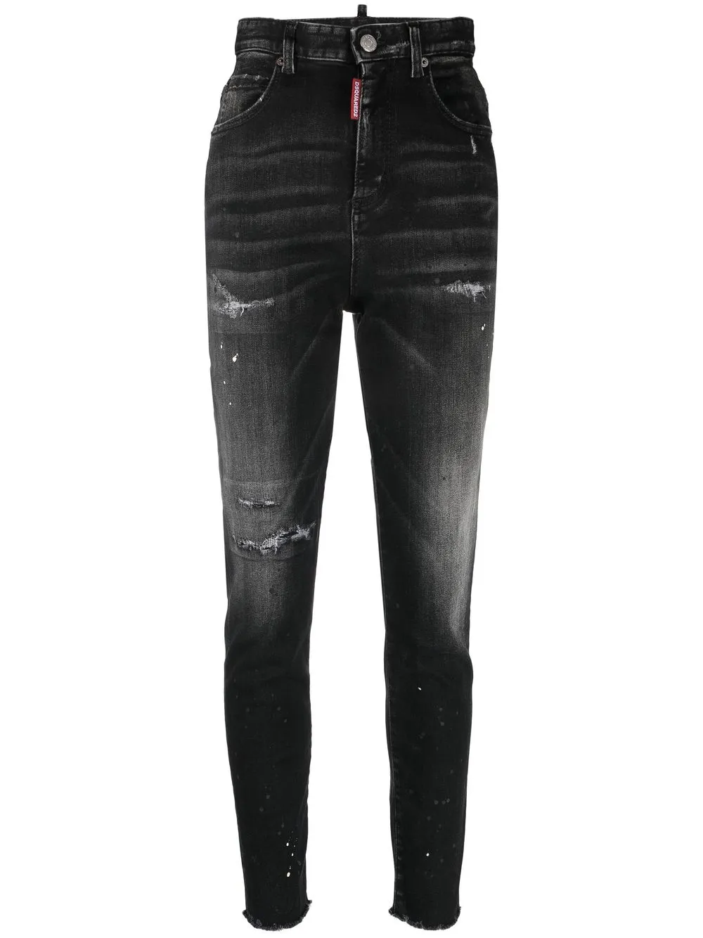 

Dsquared2 logo-patch distressed slim-fit jeans - Black