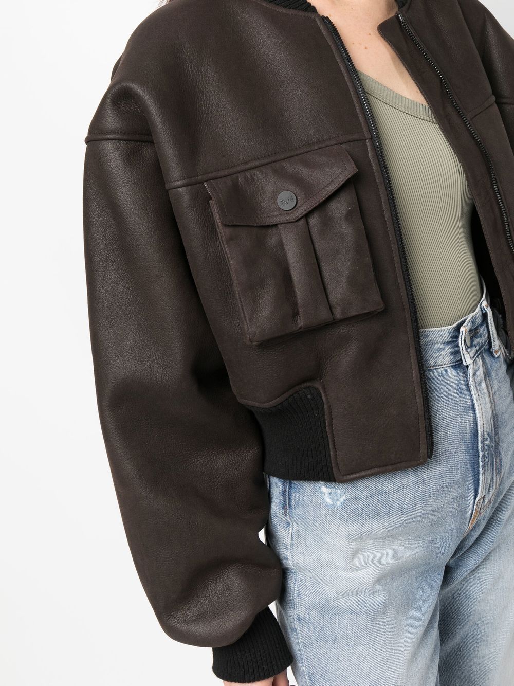Shop The Mannei Cropped Bomber Jacket In Brown