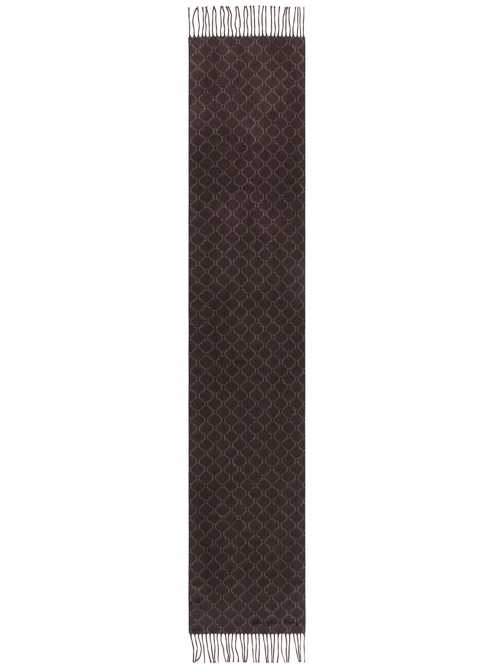 

Shanghai Tang lattice-pattern fringed scarf - Brown
