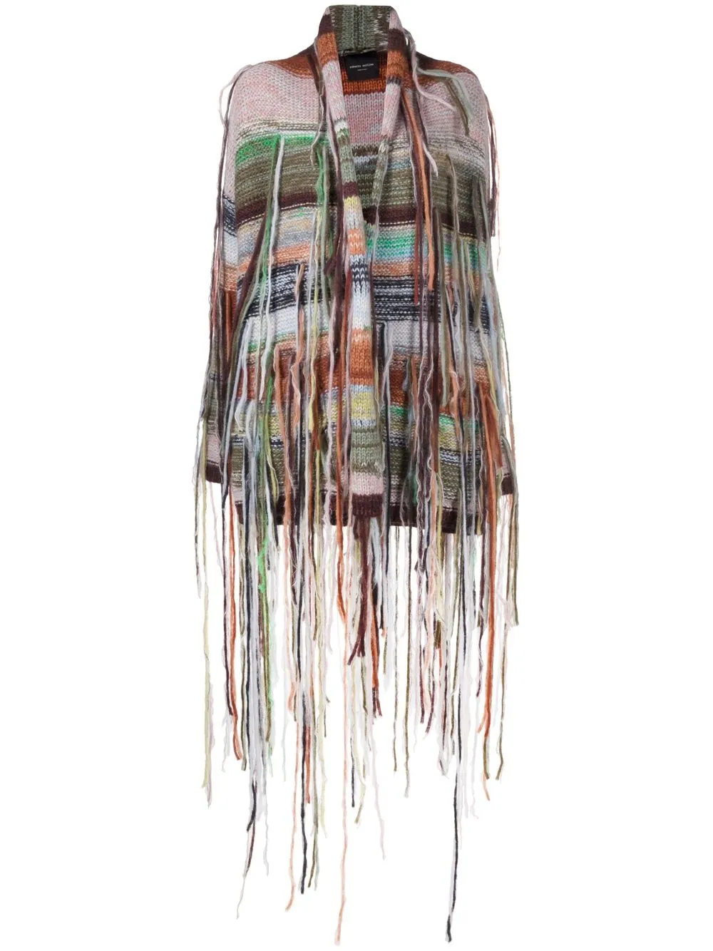 

Roberto Collina fringe-detail stripe-pattern cardigan - Green