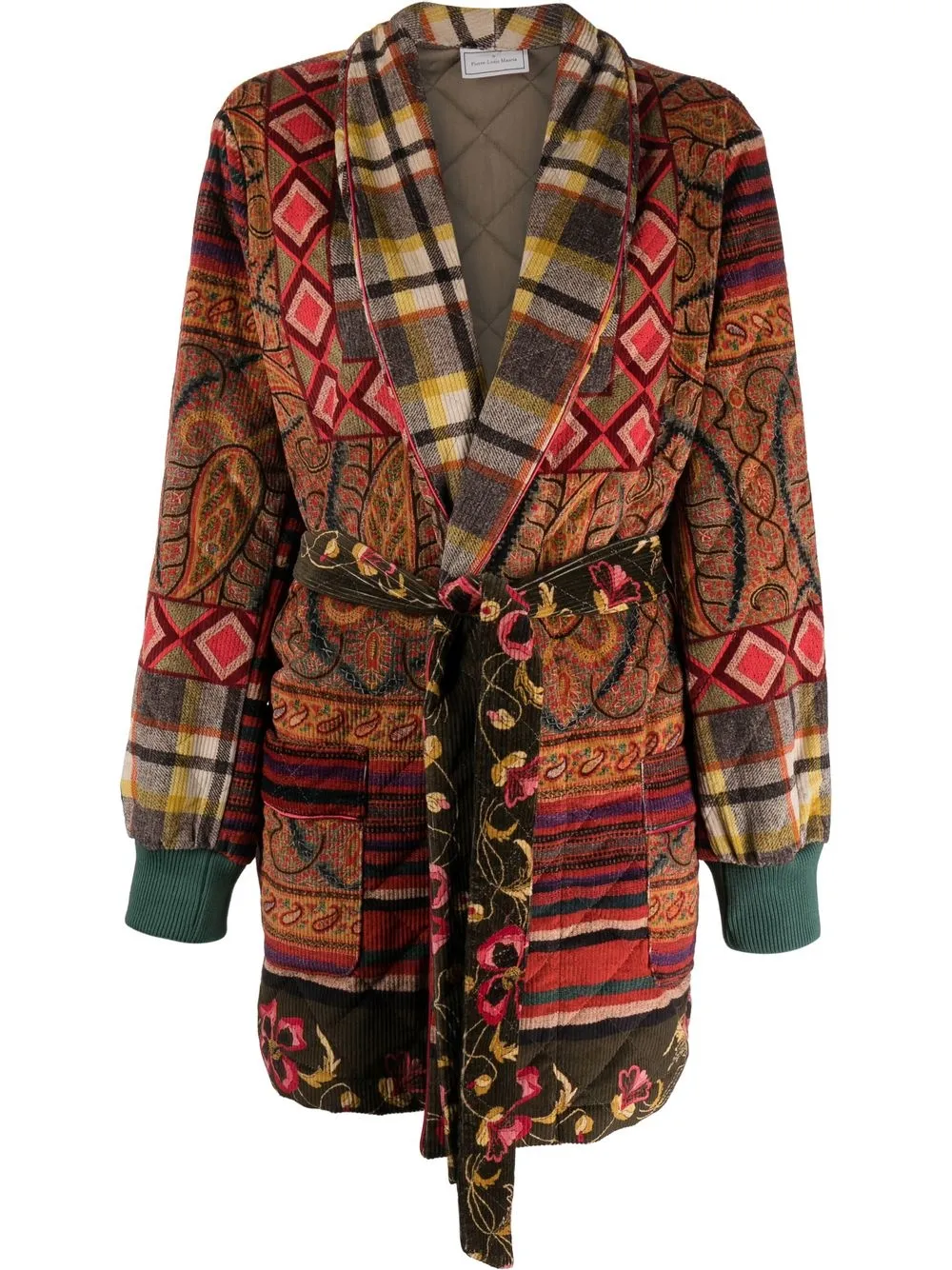 

Pierre-Louis Mascia mix-print tied-waist coat - Neutrals
