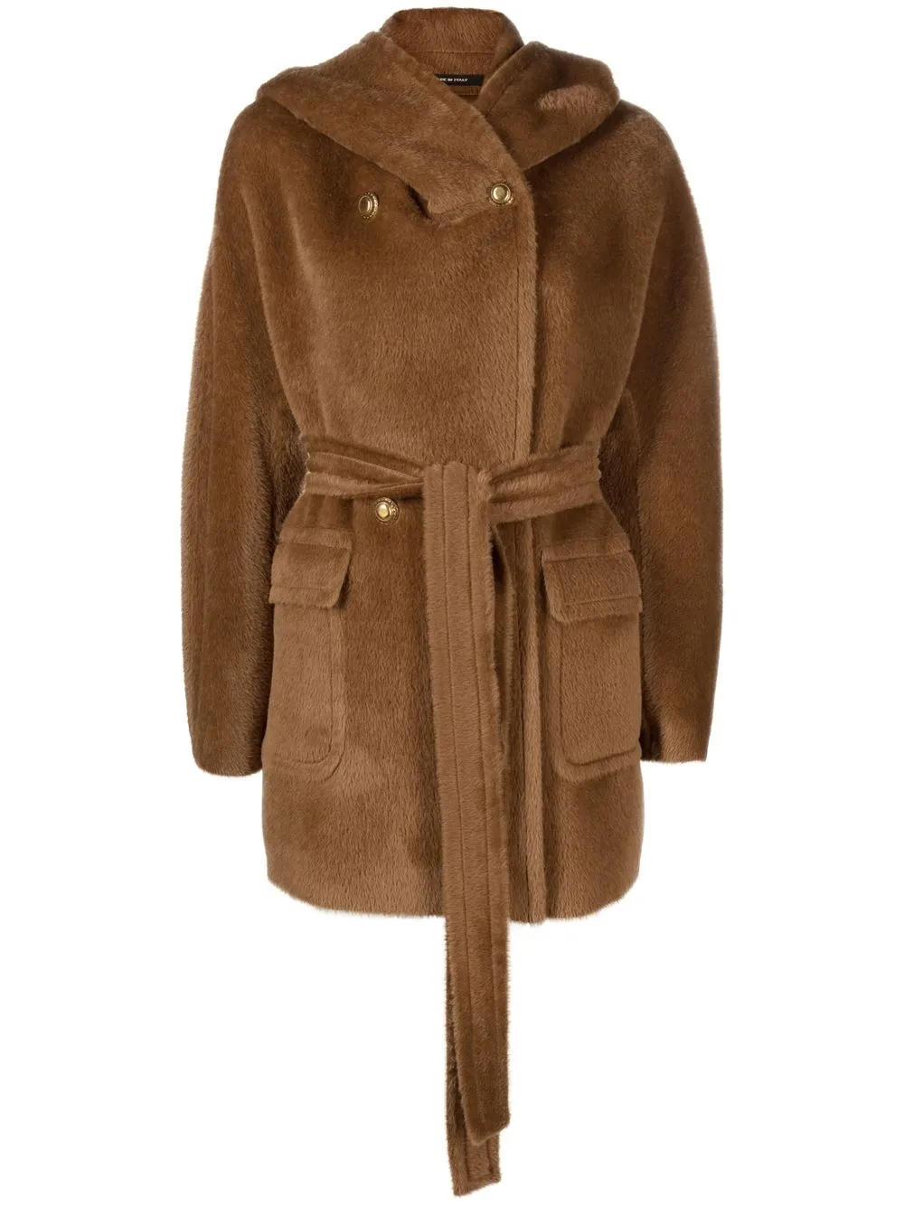 

Tagliatore double-breasted hooded alpaca coat - Brown