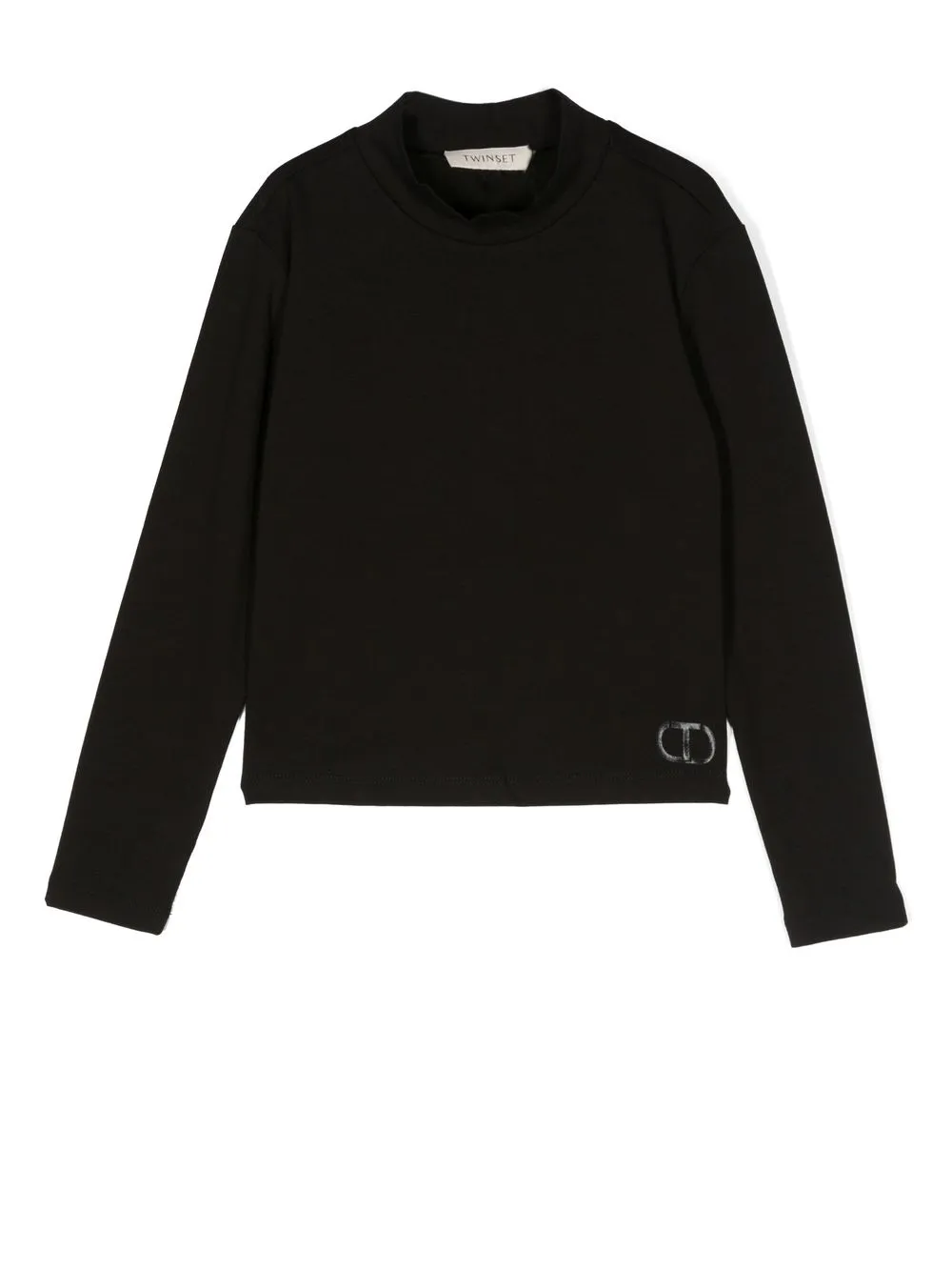 

TWINSET Kids logo-plaque high neck top - Black