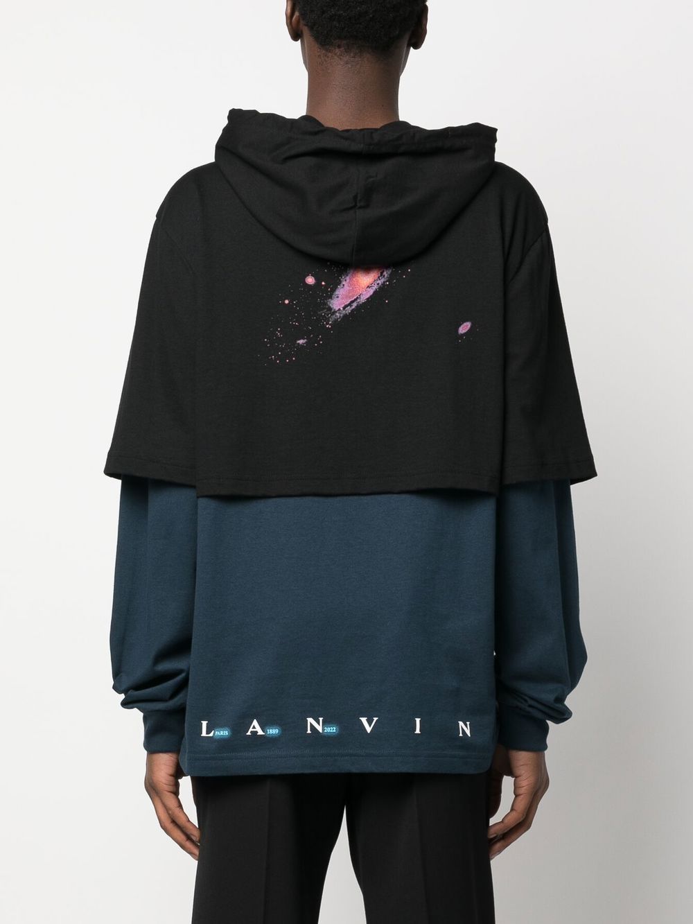 Shop Lanvin Sci-fi Print Layered Hoodie In Schwarz