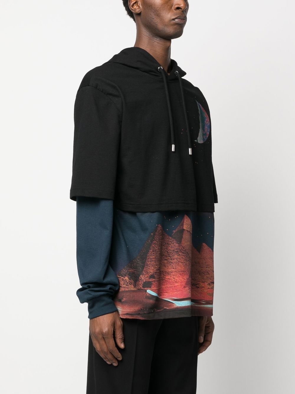 Shop Lanvin Sci-fi Print Layered Hoodie In Schwarz