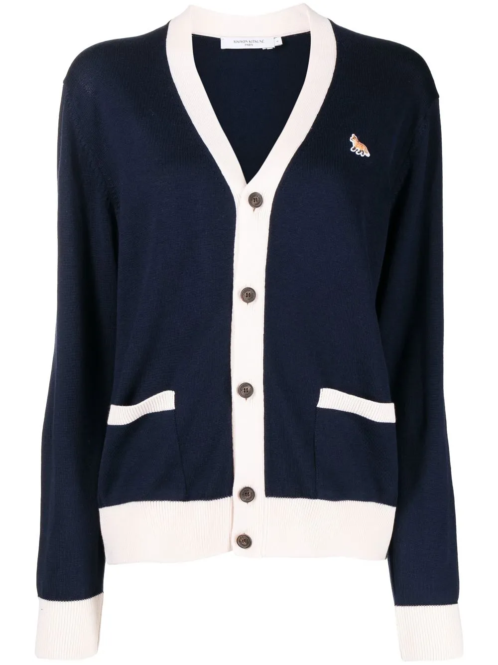 

Maison Kitsuné logo-embroidered cardigan - Blue