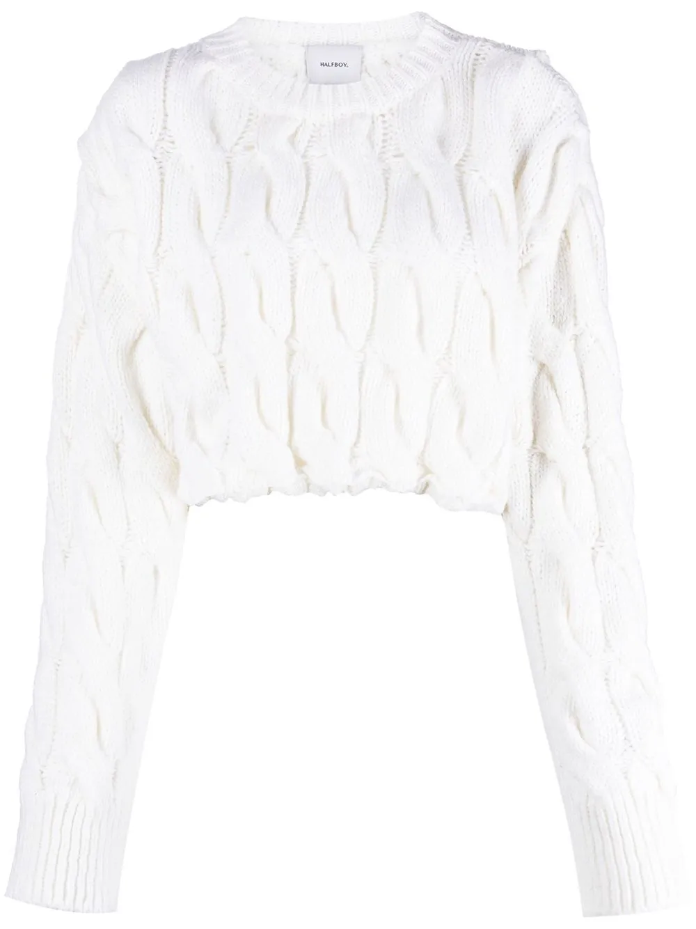 

Halfboy cable-knit cropped jumper - Blanco