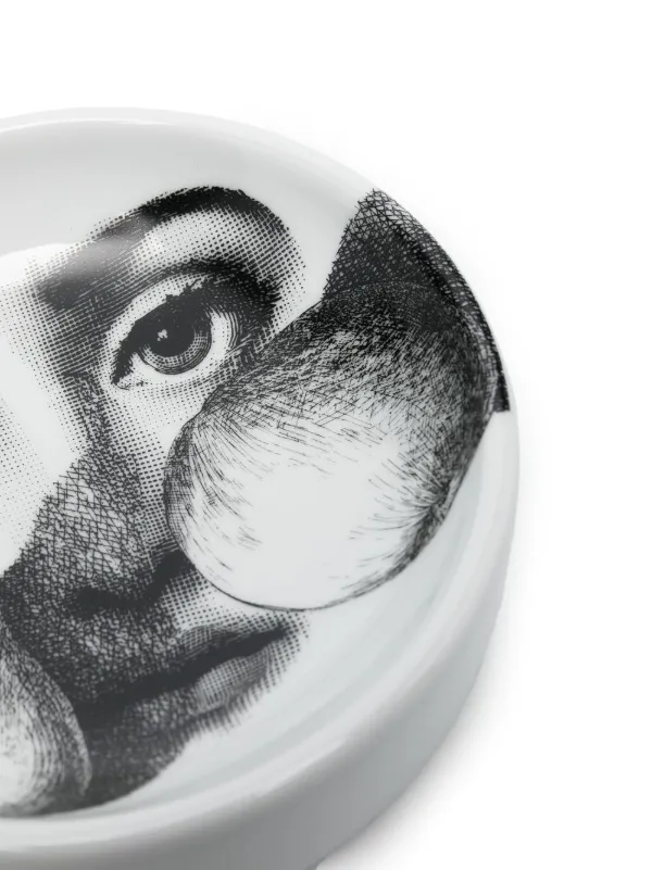Fornasetti graphic-print ceramic tray - Black