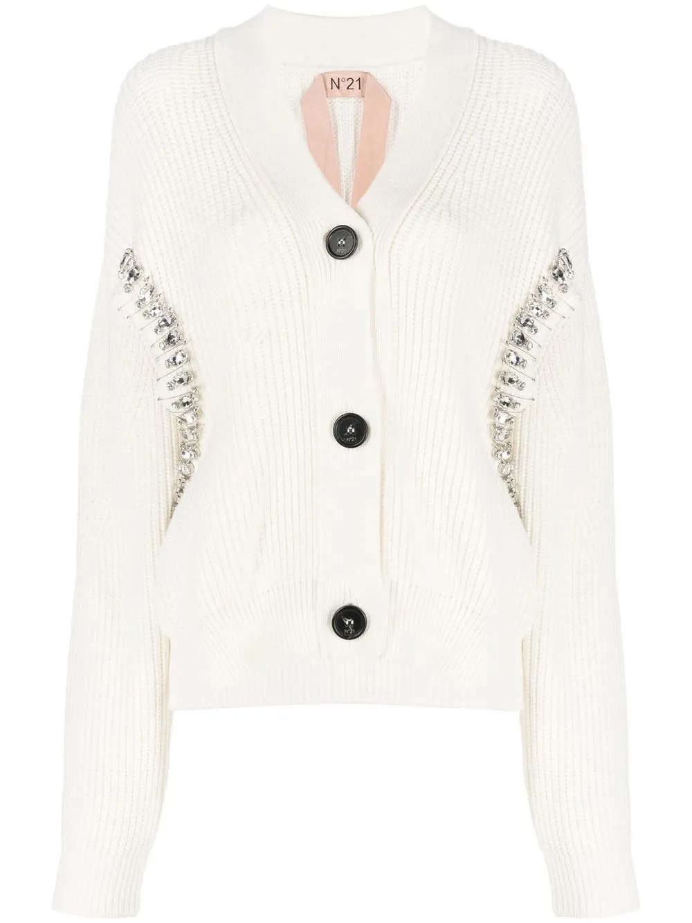 

Nº21 crystal-embellished cut-out cardigan - White