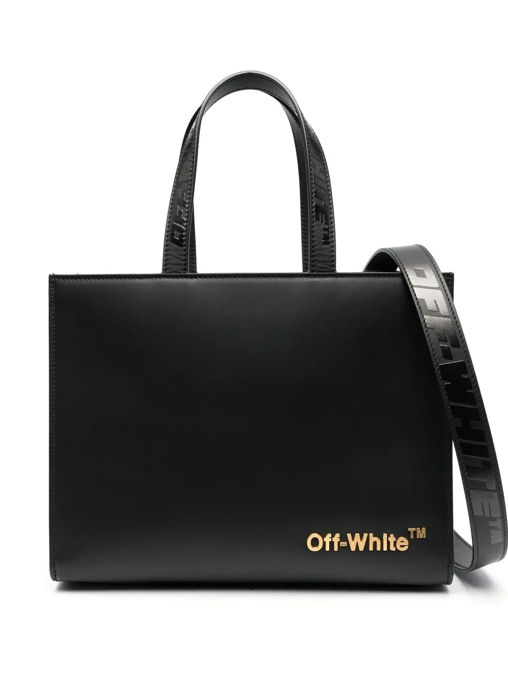 

Off-White tote con placa del logo - Negro