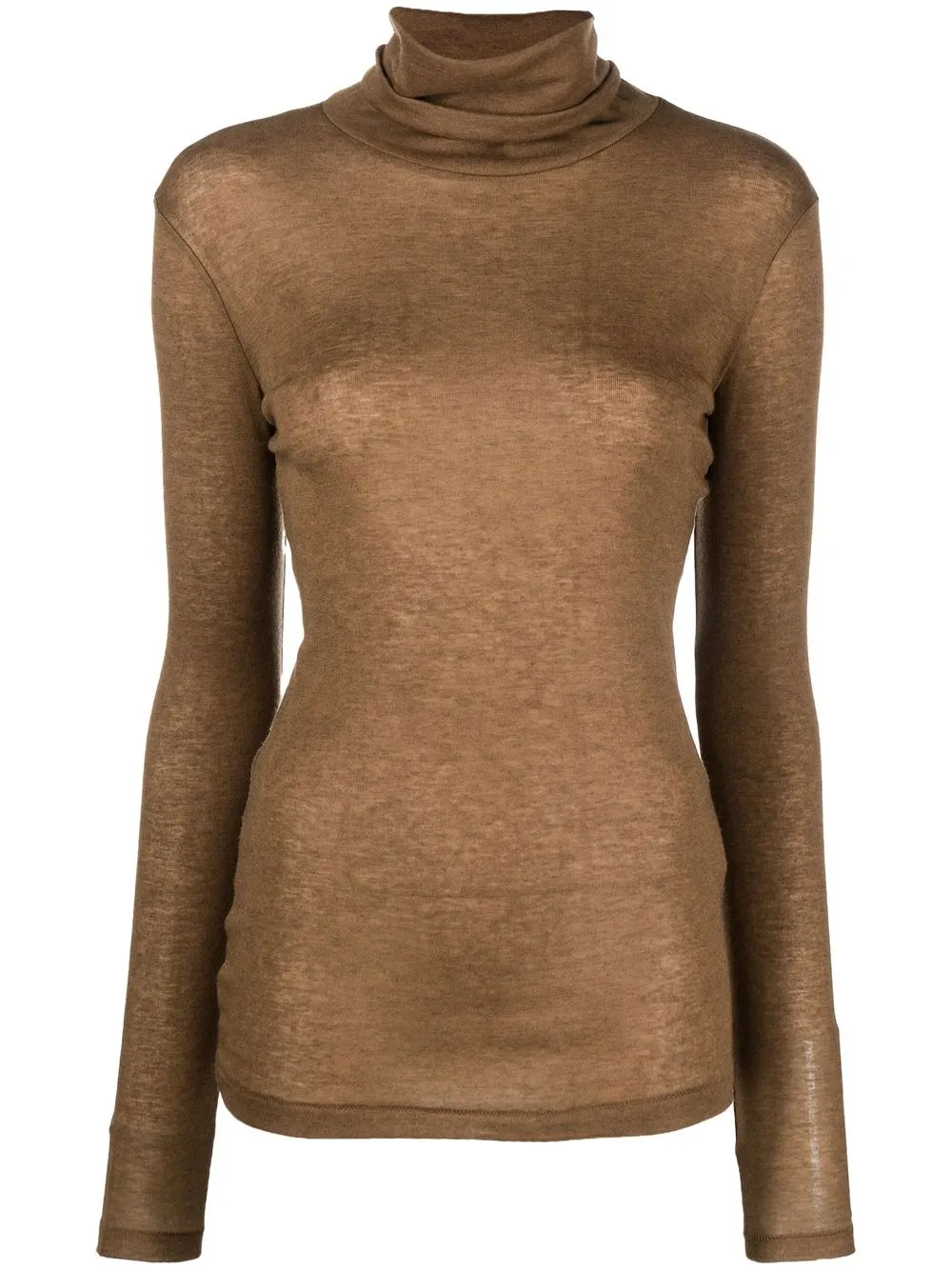 

Closed high-neck tencel-wool jumper - Brown