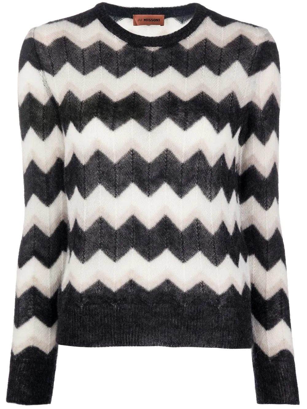 

Missoni chevron-stripe crochet-knit jumper - White