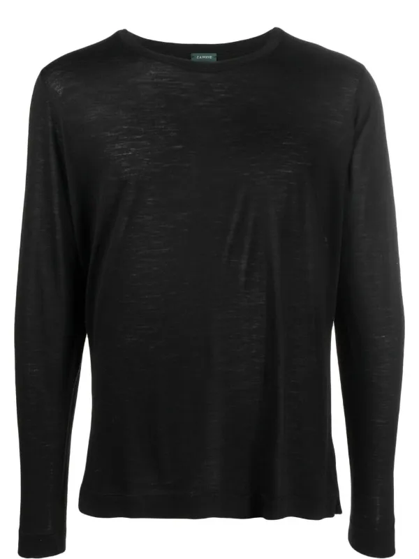 Zanone クルーネック バージンウール Tシャツ | ブラック | FARFETCH JP