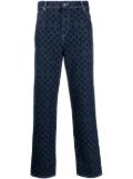 Charles Jeffrey Loverboy geometric-patterned straight leg jeans - Blue