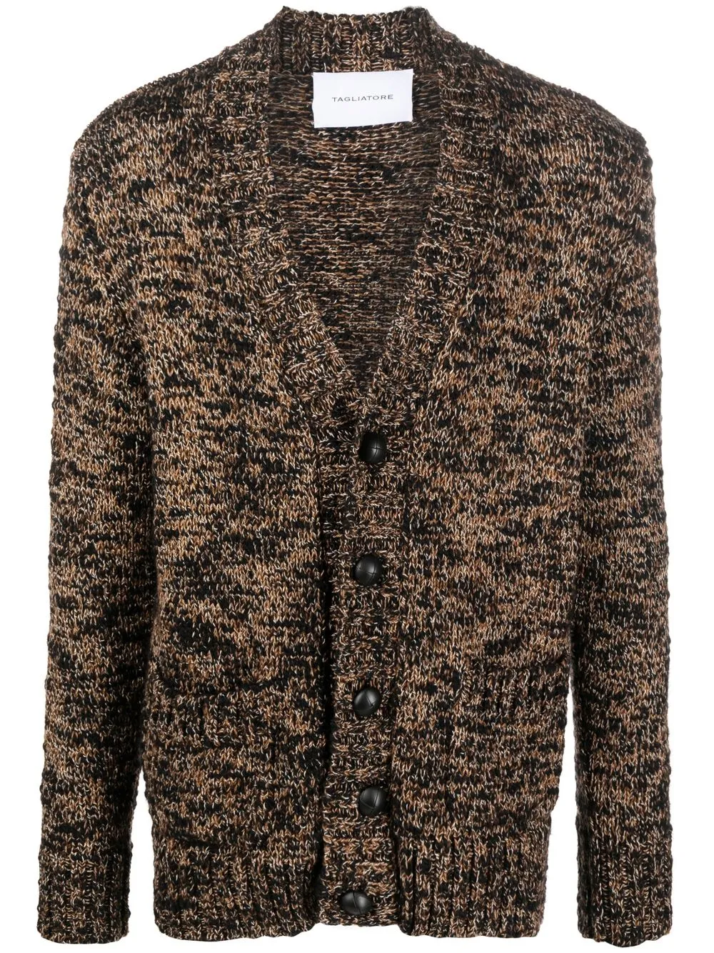 

Tagliatore speckle-knit wool-cotton cardigan - Brown