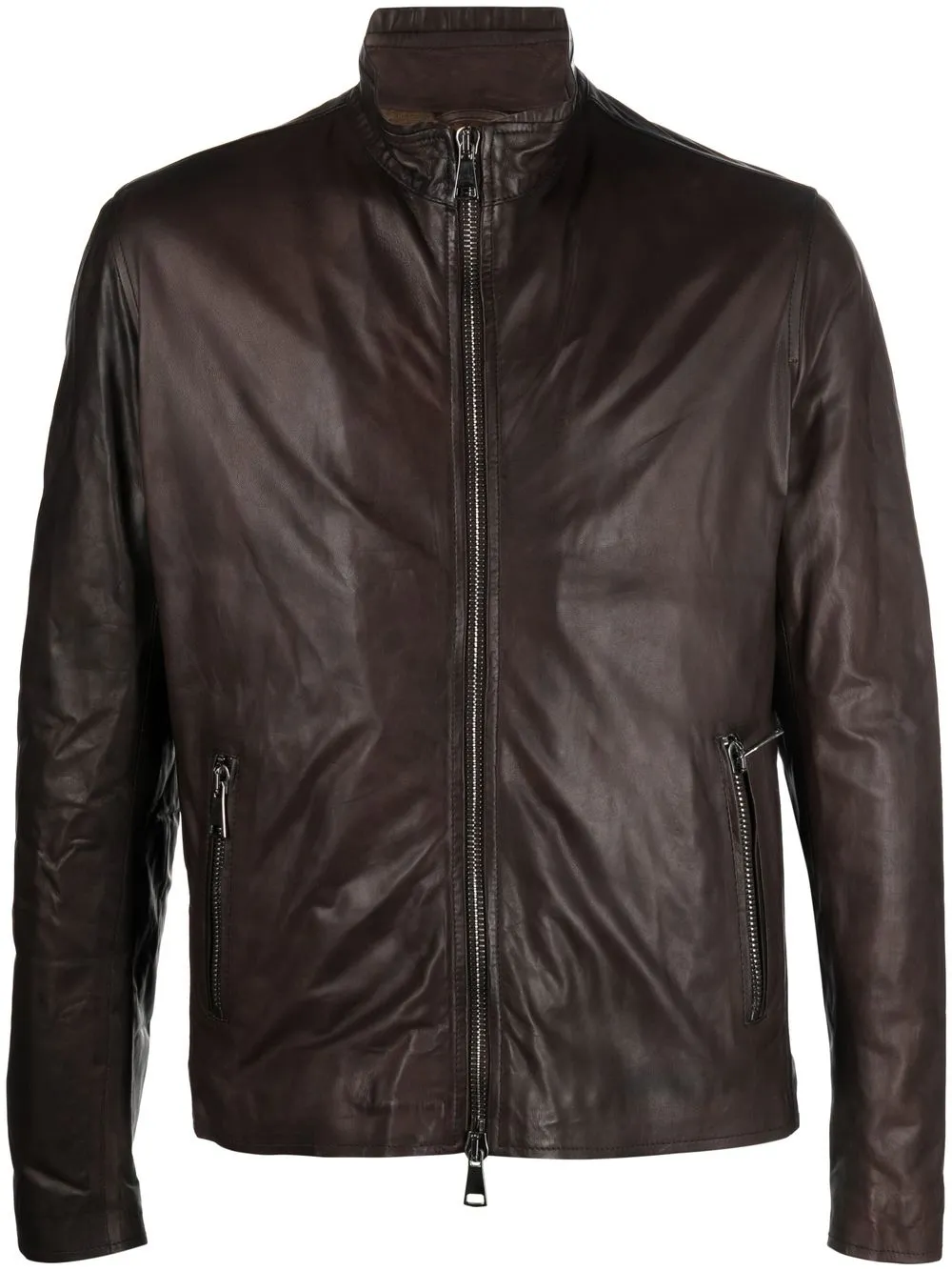 

Dell'oglio zip-up leather bomber jacket - Brown