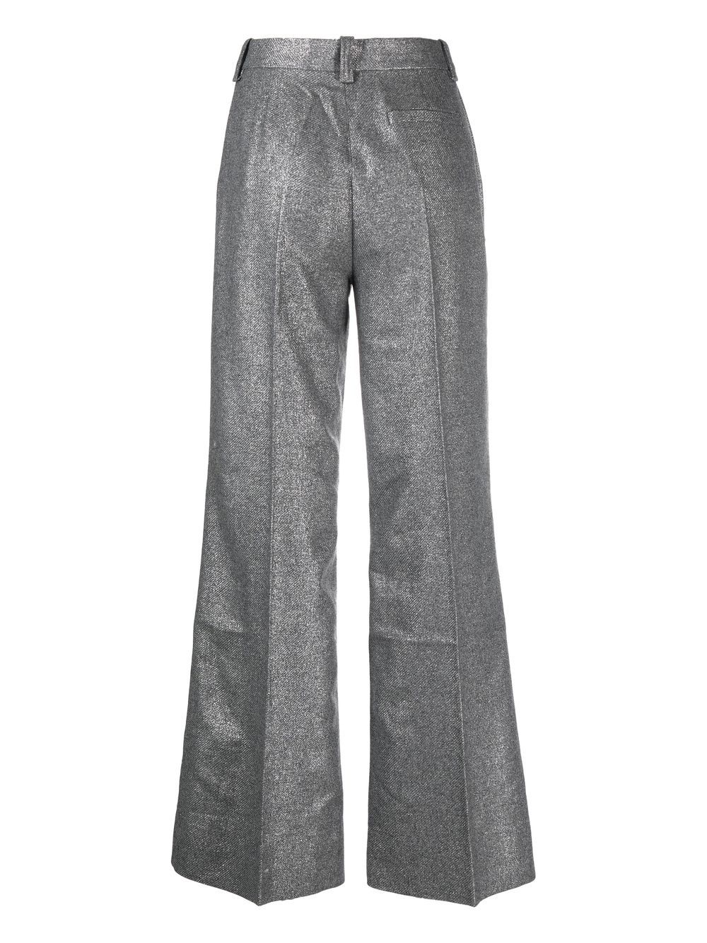 Shop Rodebjer High-waisted Glitter Flared Trousers In 银色