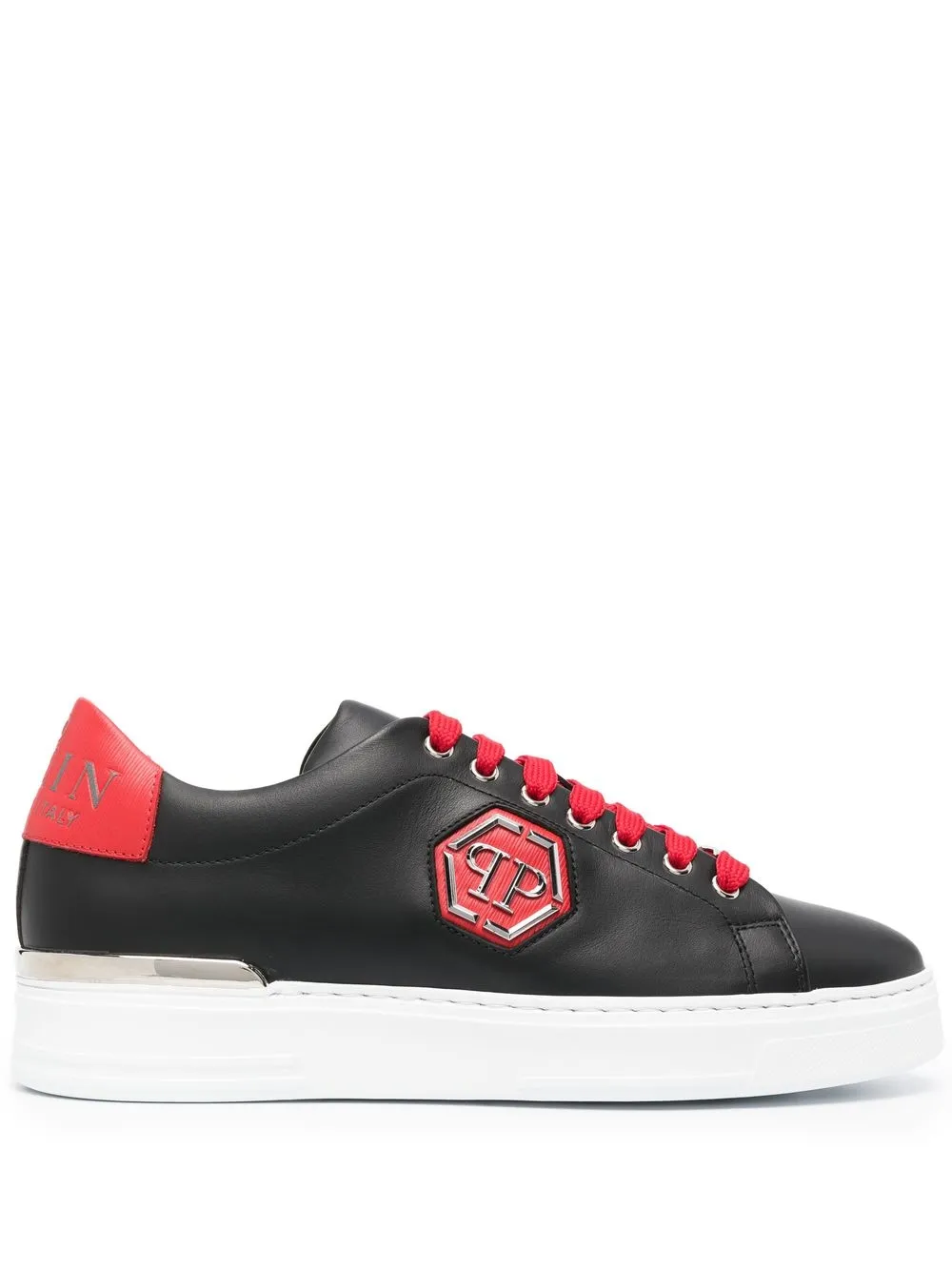 

Philipp Plein logo-plaque leather sneakers - Black