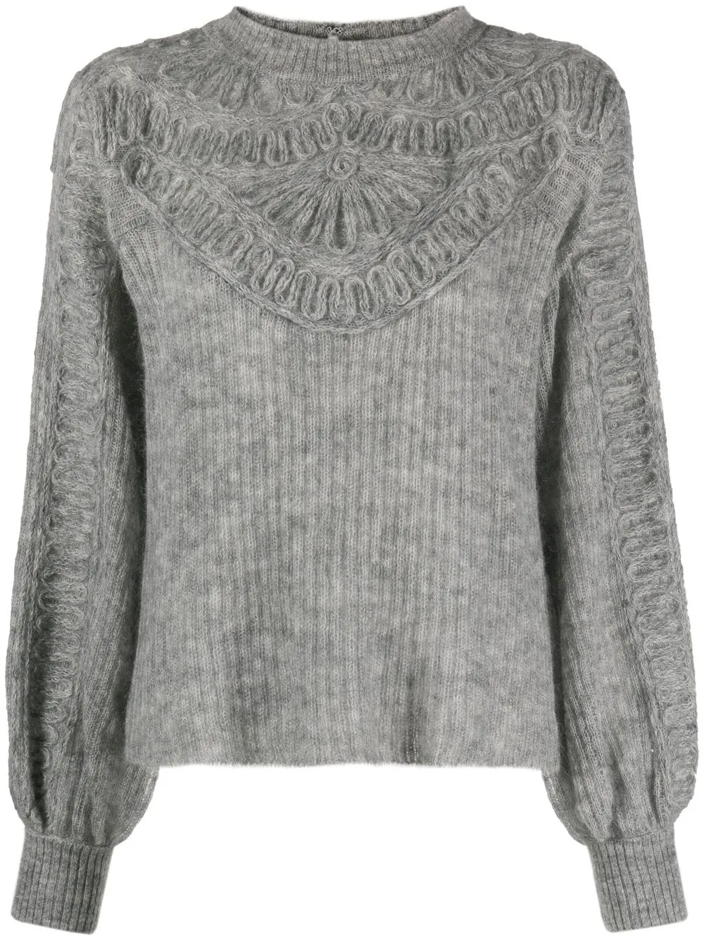 

Alberta Ferretti embroidered balloon-sleeve sweater - Grey