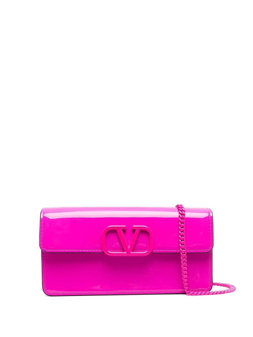 

Valentino Garavani VLogo patent leather shoulder bag - Pink