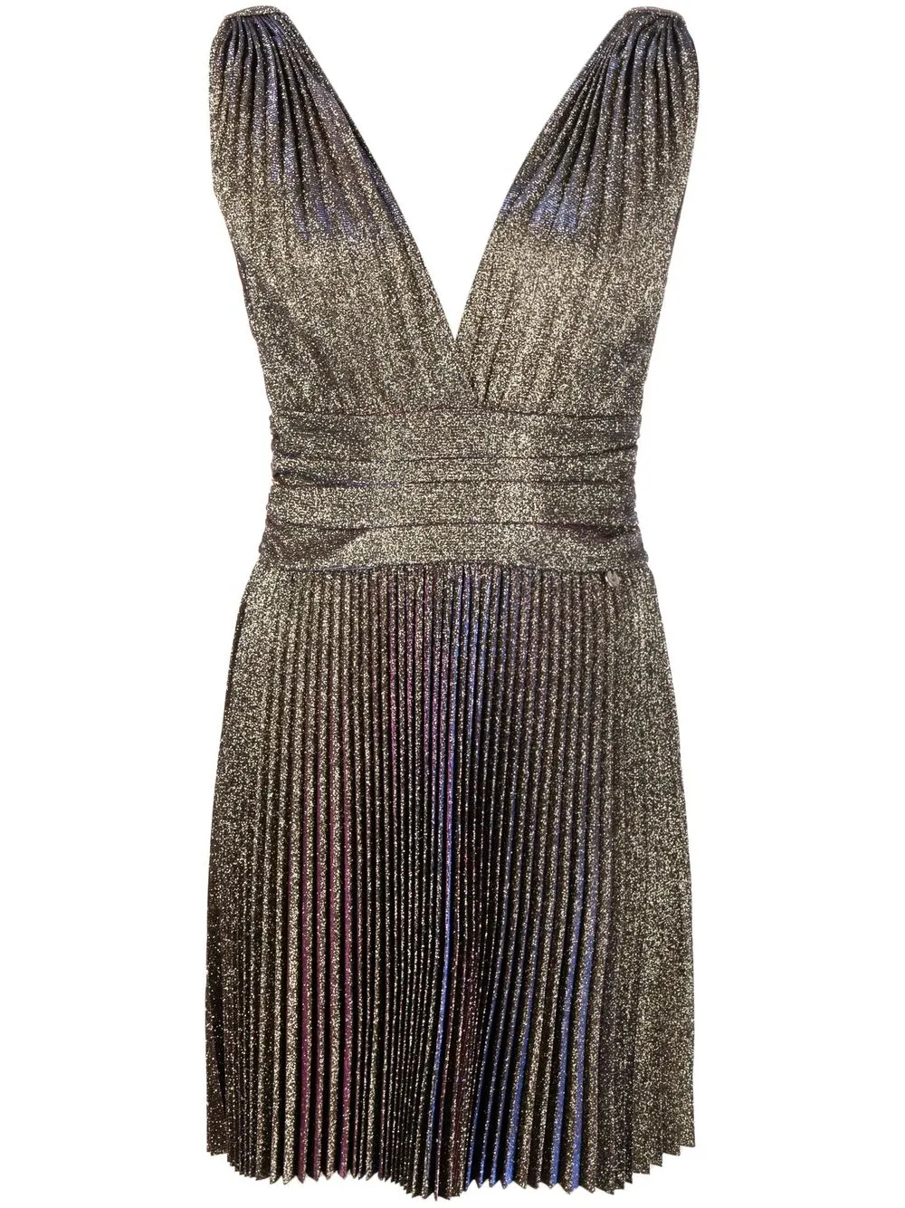 

LIU JO metallic-effect pleated mini dress - Gold