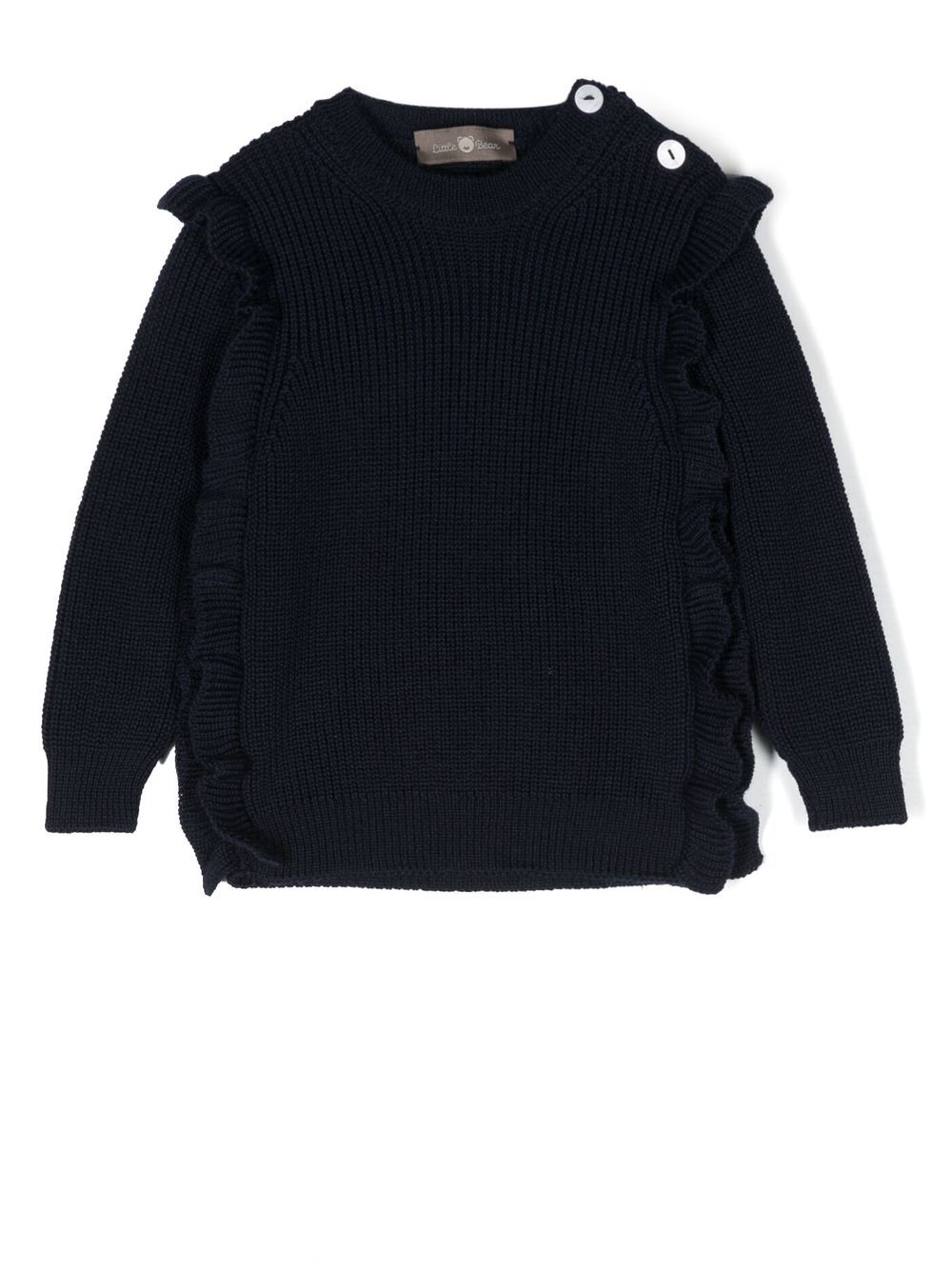 

Little Bear frilled wool jumper - Blue