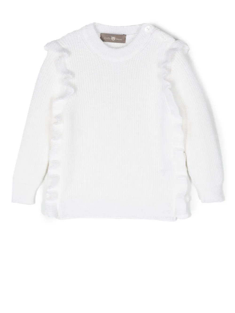 

Little Bear frill-trim knitted jumper - White