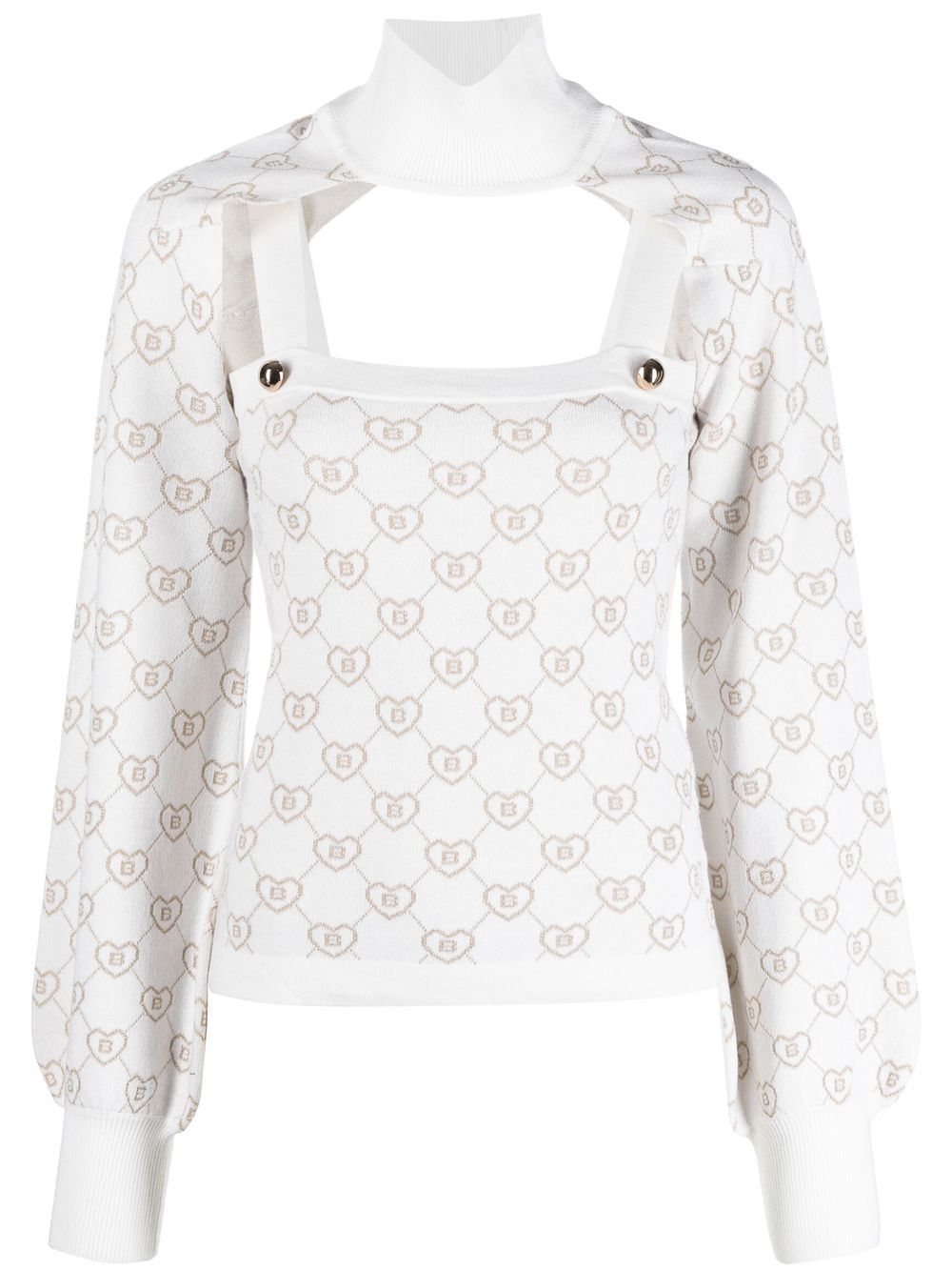 Shop Blugirl Monogram-pattern Knit Jumper In Neutrals