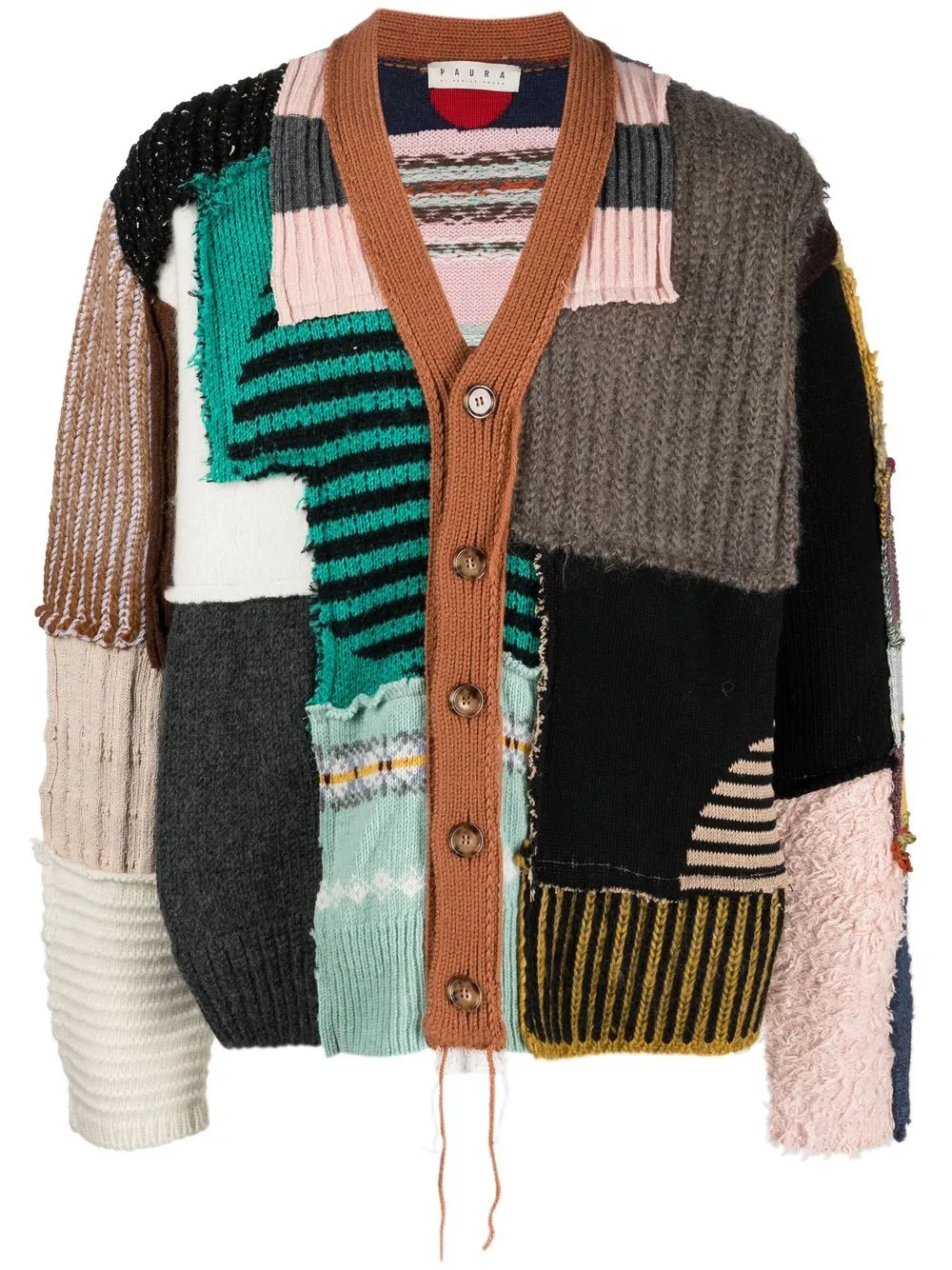

Paura Gwendal patchwork cardigan - Brown