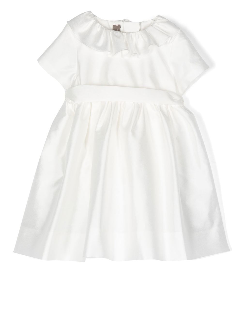 Little Bear frilled-collar short-sleeve dress - White