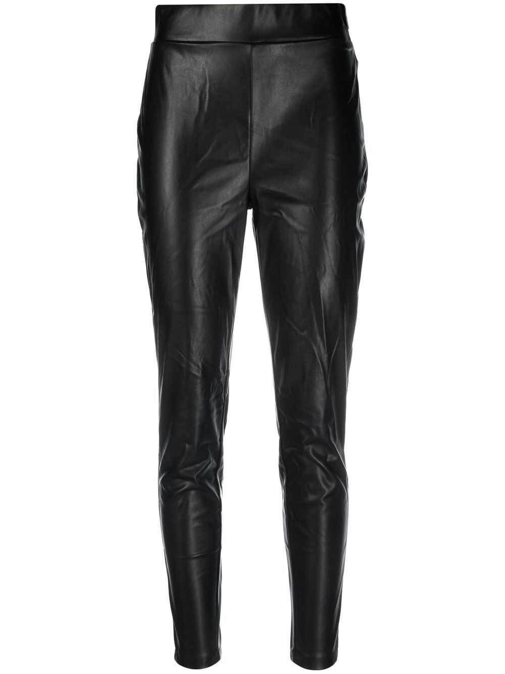 Dkny Slim-cut Faux Leather Trousers In Black