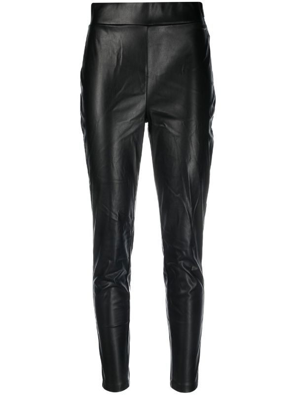 DKNY slim-cut Faux Leather Trousers - Farfetch