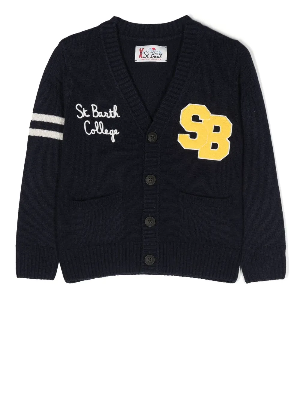

MC2 Saint Barth Kids logo-embroidered cardigan - Blue