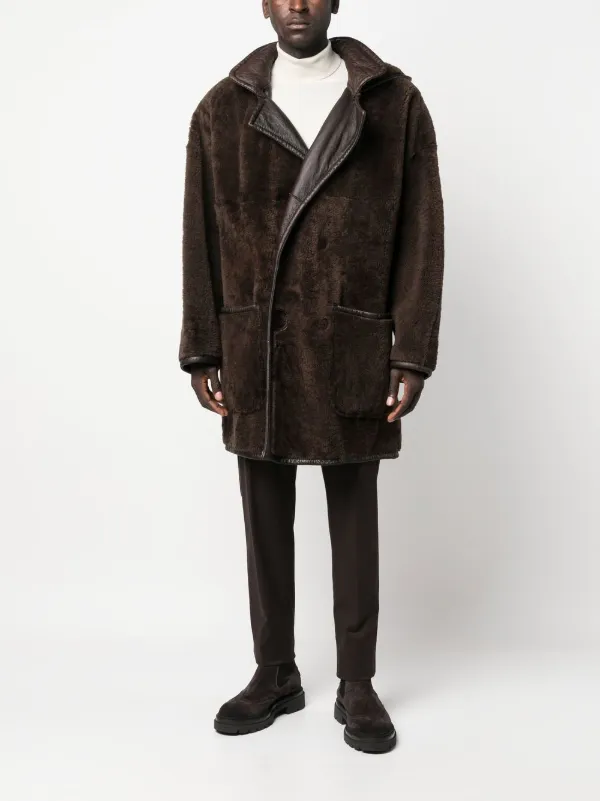 Gianfranco Ferré Pre-Owned 1990s Shearling Hooded Coat | Brown